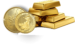 Gold bars and bullion coins