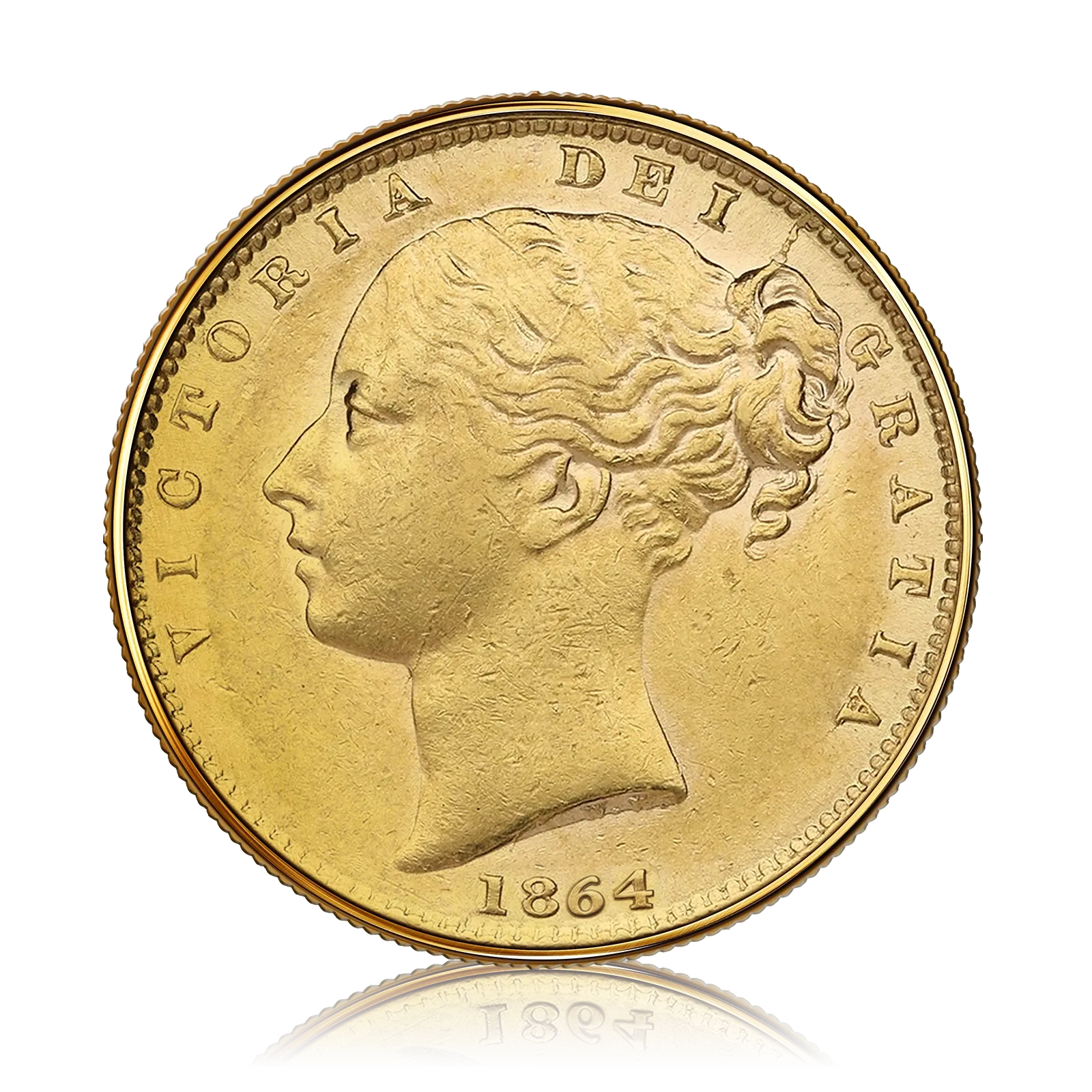 Gold Sovereign Queen Victoria Young Head Shield Back (1864)
