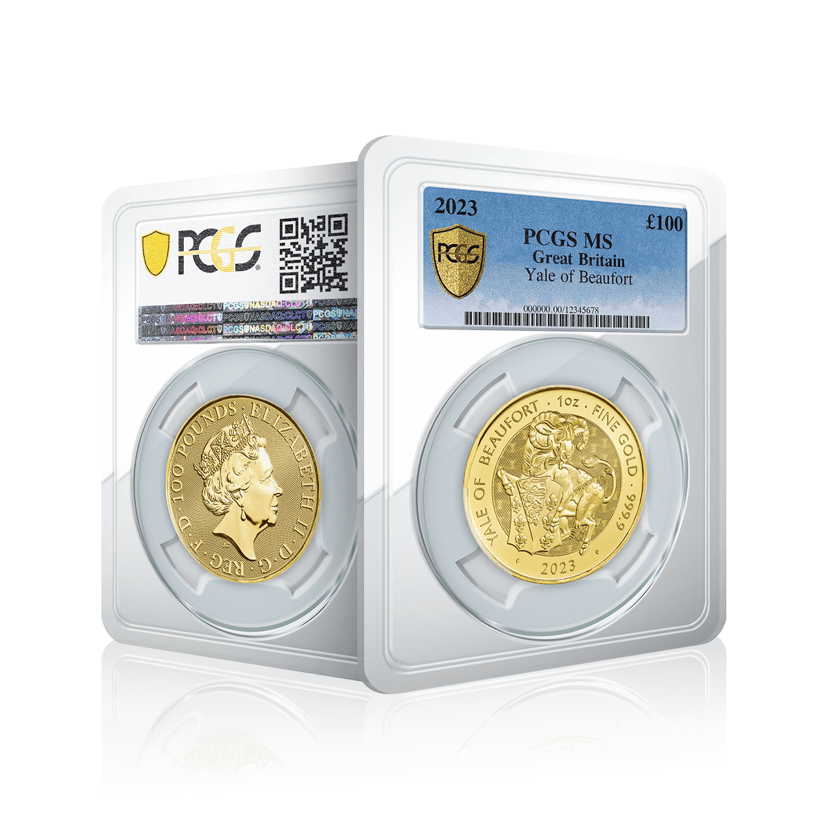 1oz Gold Tudor Beast Yale Of Beaufort 2023 PCGS (MS64)