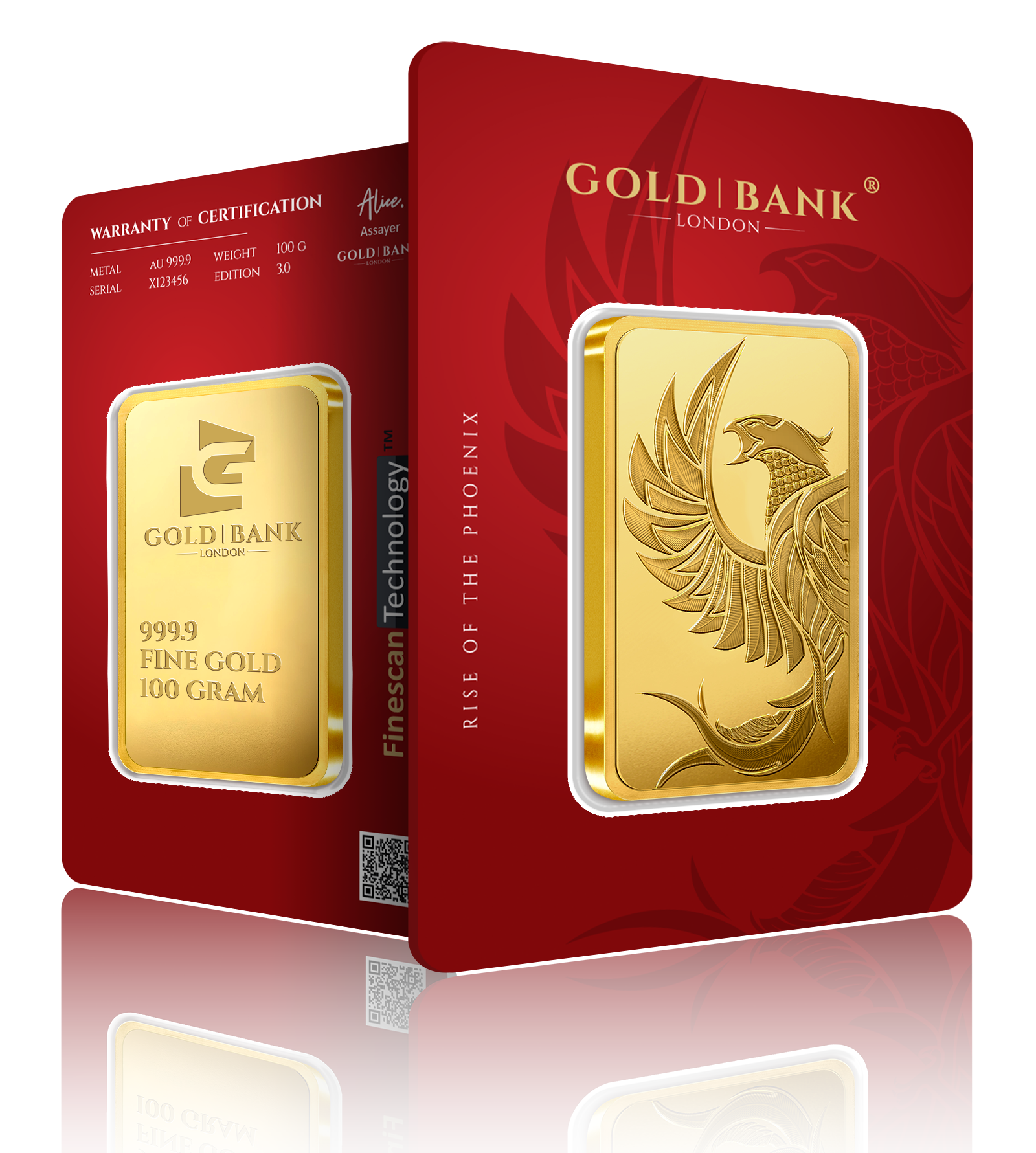 100g Gold Bank Rise of the Phoenix 3.0 Gold Bar
