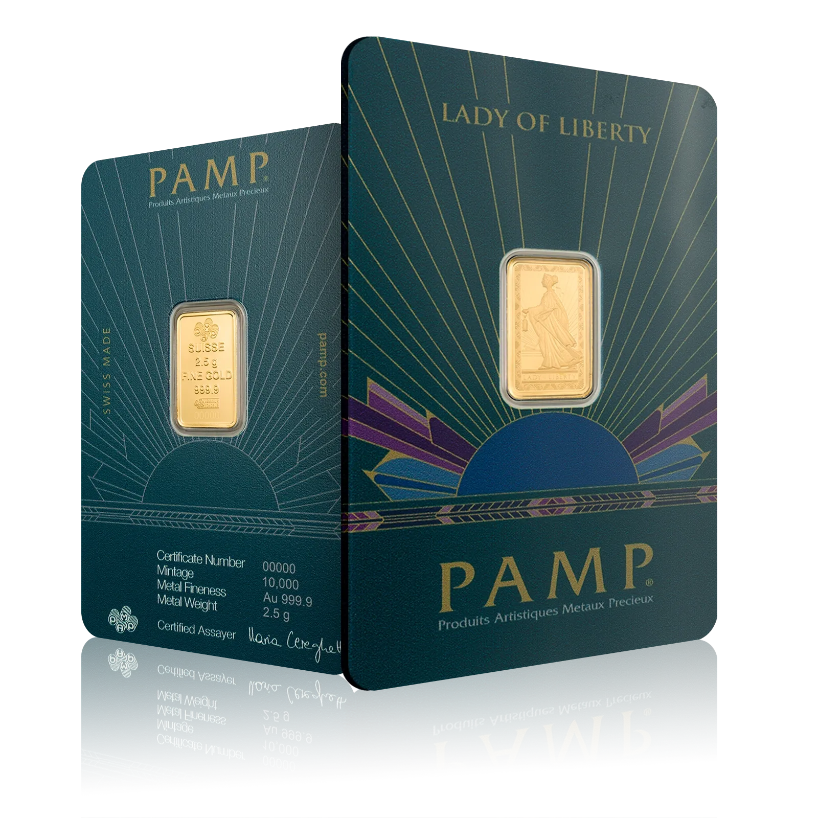2.5g Gold PAMP Lady of Liberty Bar