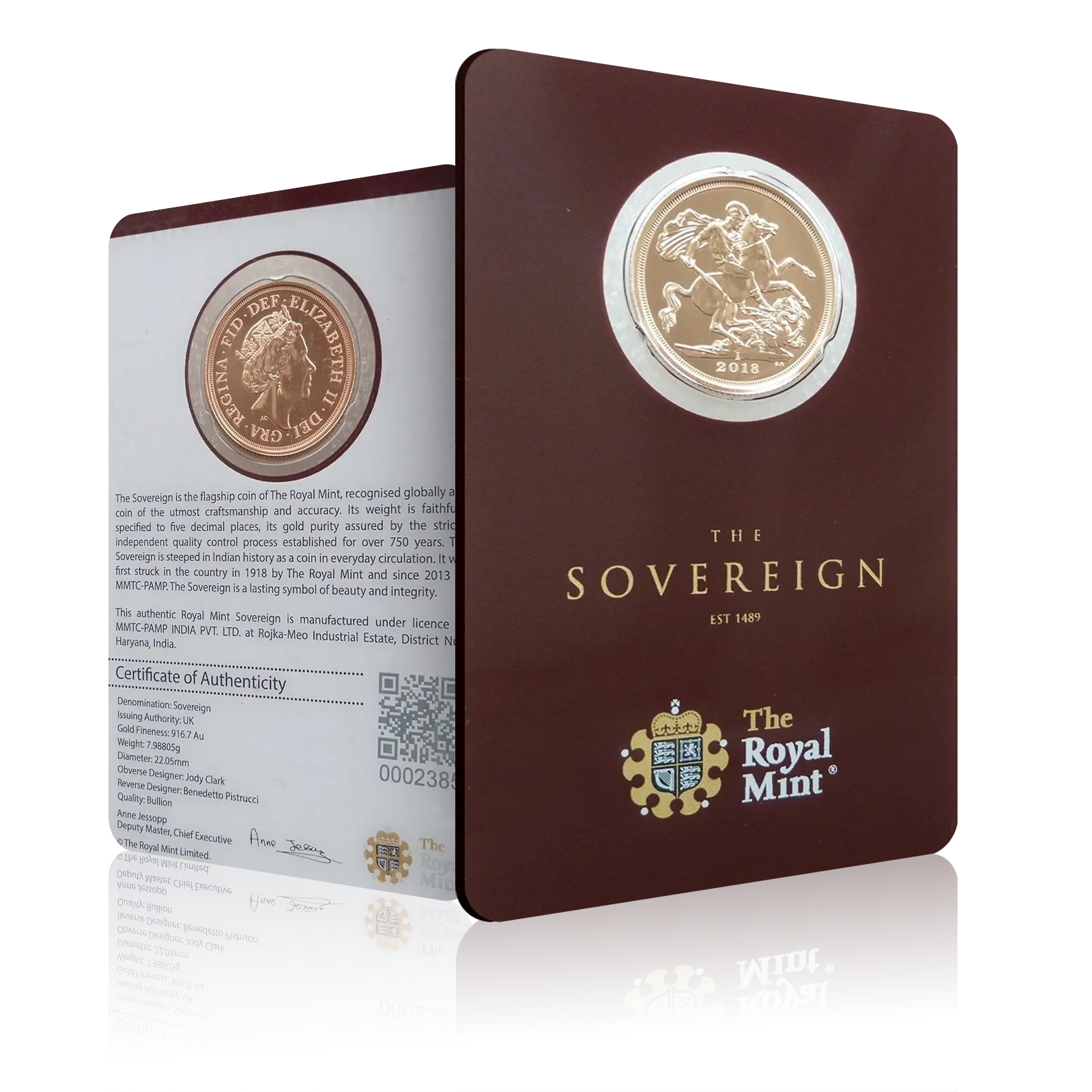 Gold Sovereign Queen Elizabeth II 5th Portrait In Card (2018)