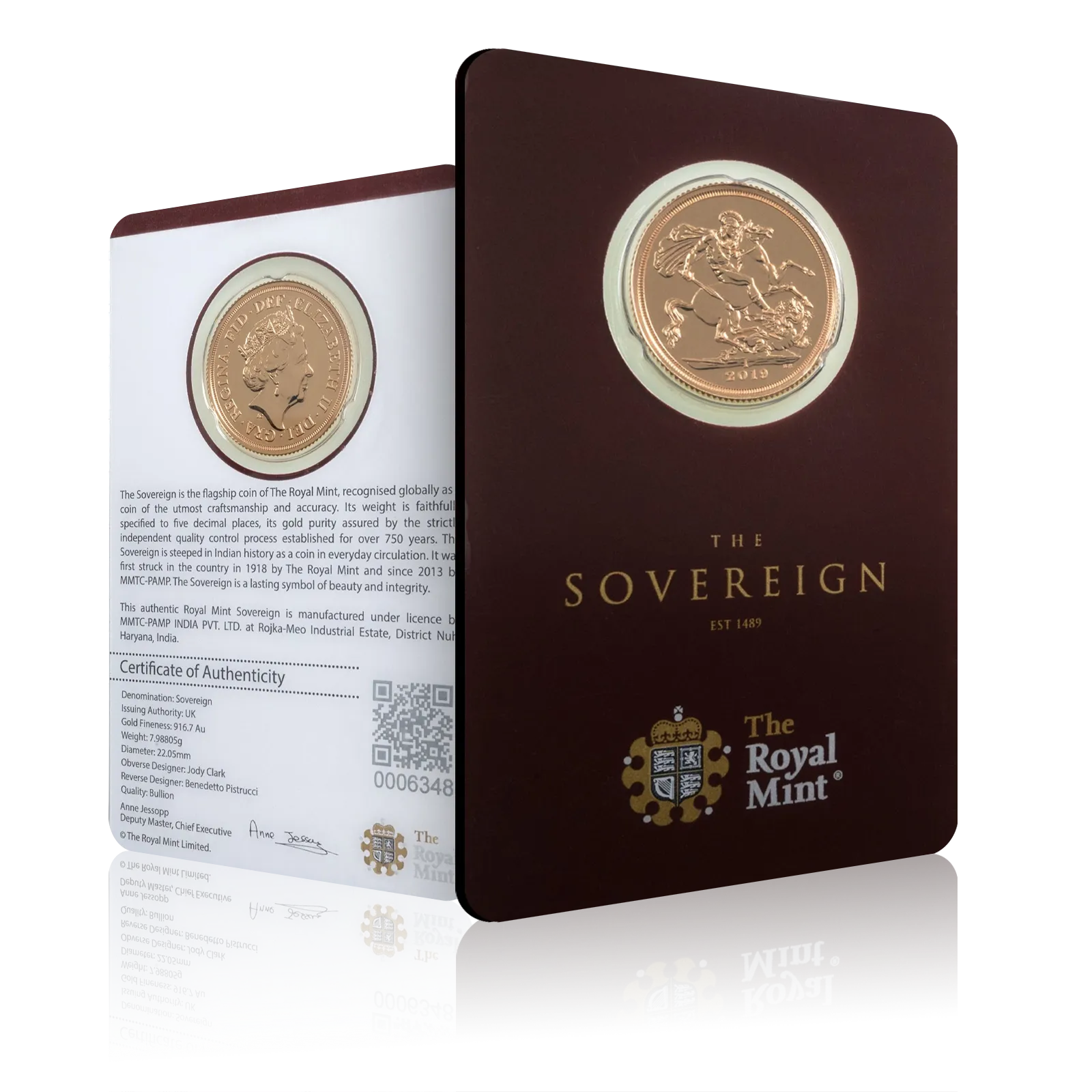 Gold Sovereign Queen Elizabeth II Fifth Portrait In Card (2019)